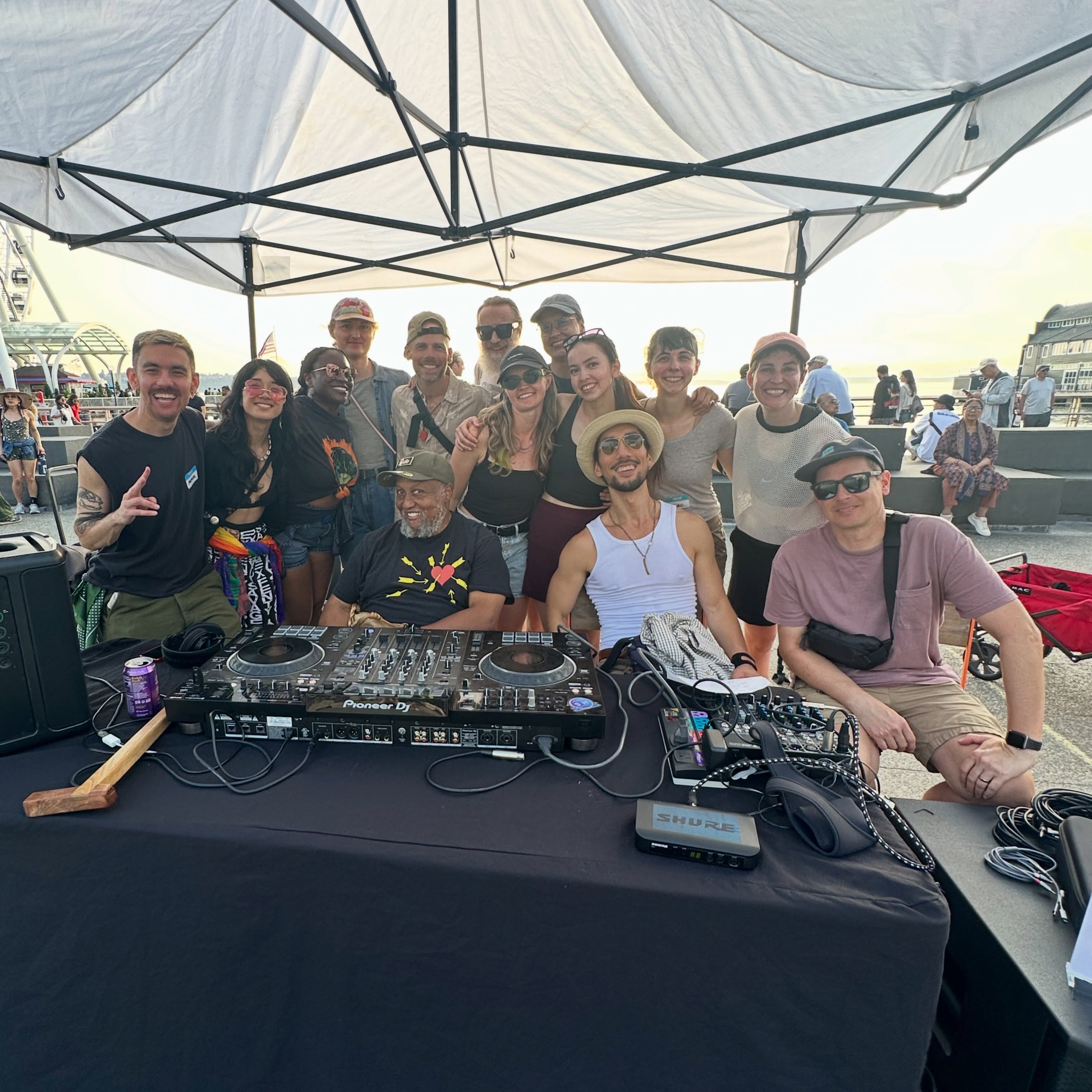 Hustle on the Pier organizing team and DJs at the waterfront